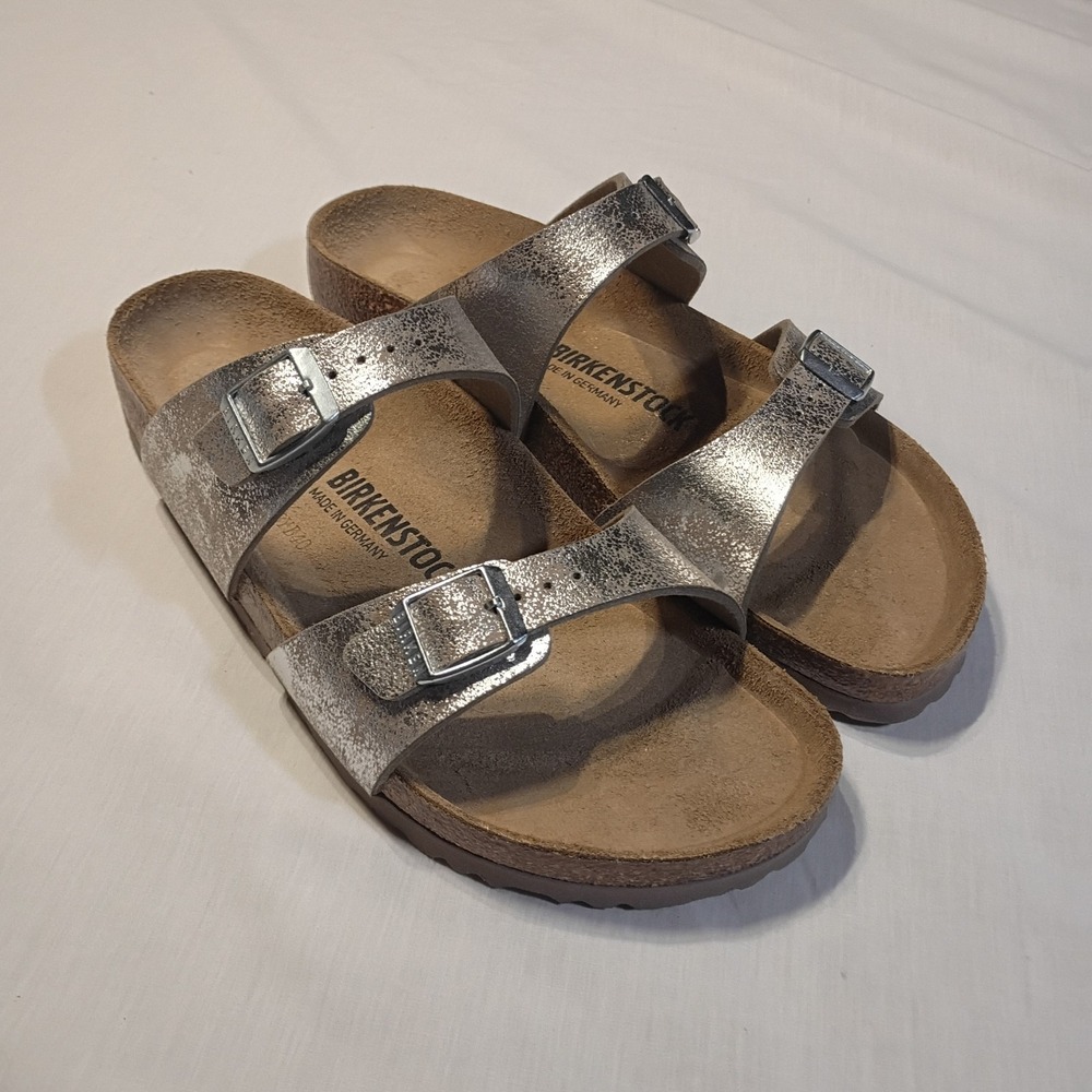 BIRKENSTOCK SYDNEY WASHED METALLIC SILVER SIZE 42 New Without Tags Women's 11